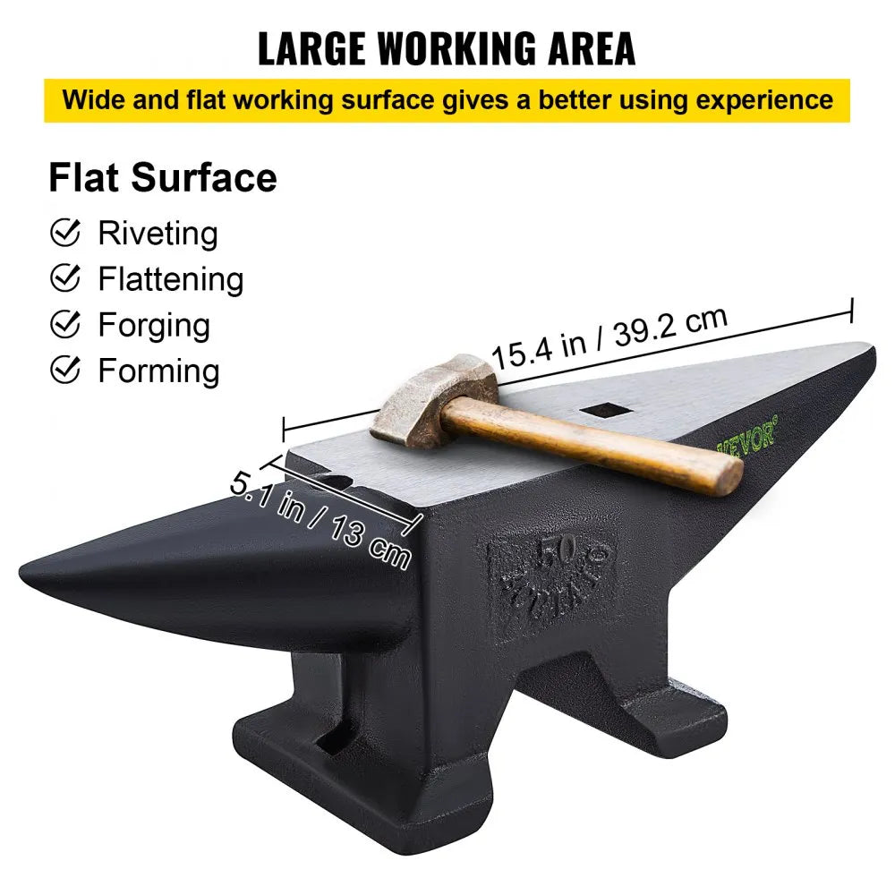 110BLACK - 110 lbs Cast Steel Anvil, 23" x 6.5", Ideal for Metalworking