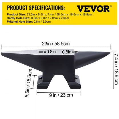 110BLACK - 110 lbs Cast Steel Anvil, 23" x 6.5", Ideal for Metalworking