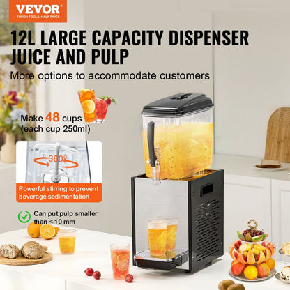 LYJ12LX1 - 12L VEVOR Cold Juice Dispenser with Fruit Pulp Feature