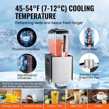 LYJ12LX1 - 12L VEVOR Cold Juice Dispenser with Fruit Pulp Feature