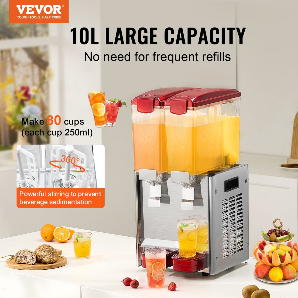 LYJ10LX2 - 10L Dual Tank Beverage Dispenser with 360° Mixing Blade