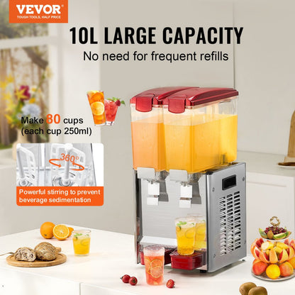 LYJ10LX2 - 10L Dual Tank Beverage Dispenser with 360° Mixing Blade