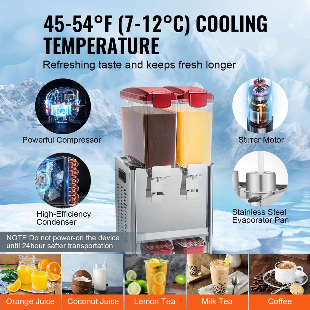 LYJ10LX2 - 10L Dual Tank Beverage Dispenser with 360° Mixing Blade