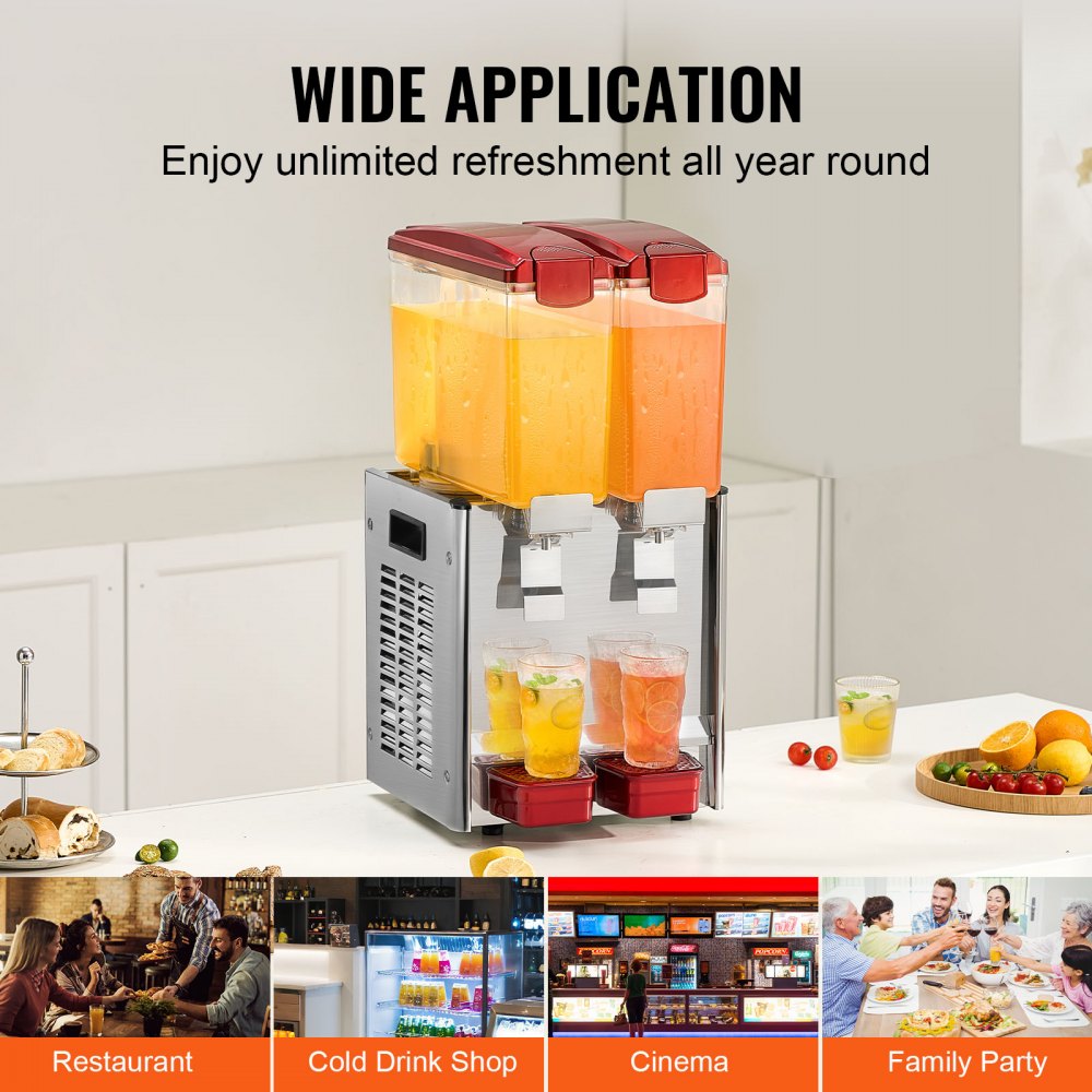 LYJ10LX2 - 10L Dual Tank Beverage Dispenser with 360° Mixing Blade