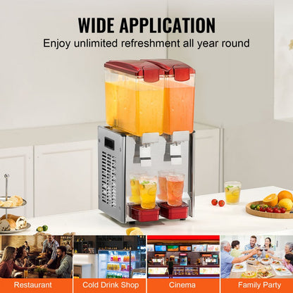 LYJ10LX2 - 10L Dual Tank Beverage Dispenser with 360° Mixing Blade