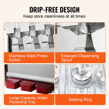 LYJ10LX3 - 10L Triple Tank Beverage Dispenser with Cooling and Stirring Features