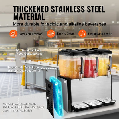 LYJ12LX3 - 12L Triple Tank Drink Dispenser for Cold Juices & Mixes