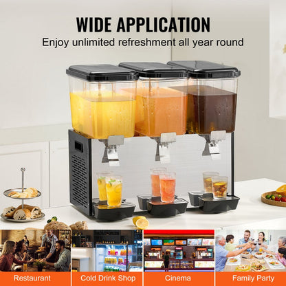 LYJ18LX3 - 18L VEVOR 3-Tank Commercial Cold Juice Dispenser