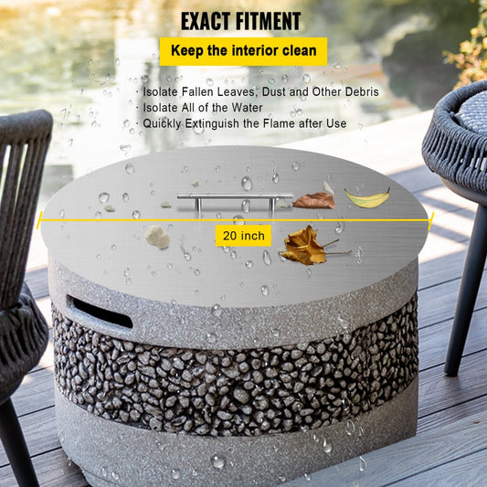 010868342009 - 20-Inch Stainless Steel Fire Pit Cover with Handle