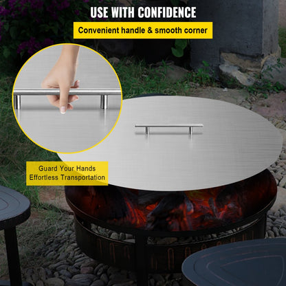 010868342009 - 20-Inch Stainless Steel Fire Pit Cover with Handle