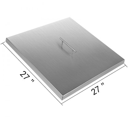 010581630885 - 27" Stainless Steel Fire Pit Lid with Handle for Outdoor Protection