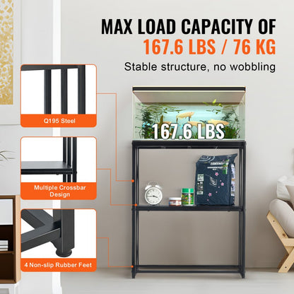 GSSU-FTS011 - 20-Gallon VEVOR Steel Aquarium Stand with 2-Tier Storage