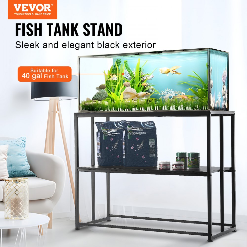 GSSU-FTS012 - 40 Gallon VEVOR Steel Aquarium Stand with 2-Tier Storage