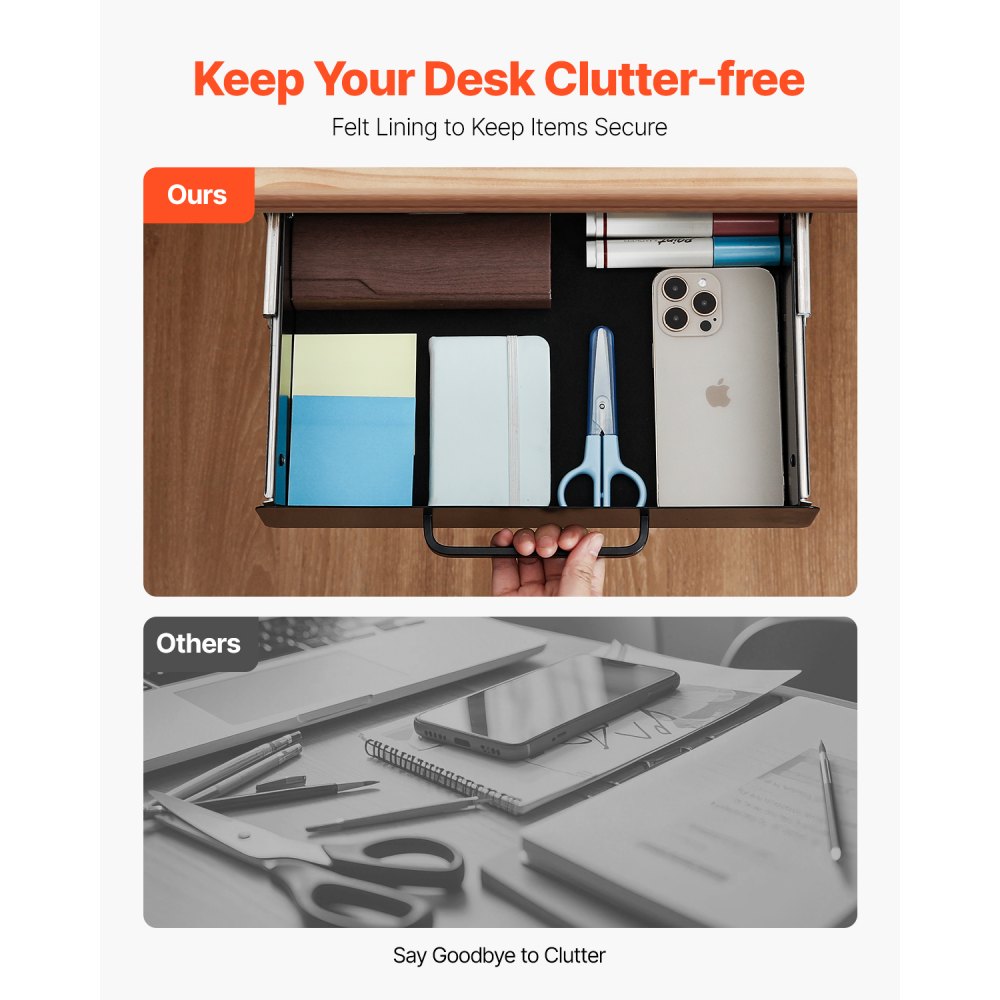 CT-1 - Durable 3" Under-Desk Organizer with Smooth Sliding Drawers