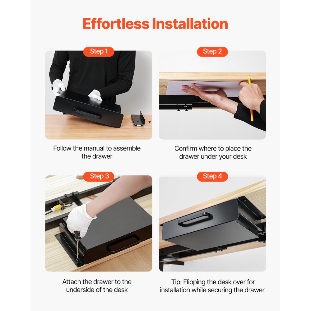 CT-1 - Durable 3" Under-Desk Organizer with Smooth Sliding Drawers