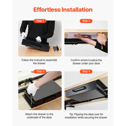 CT-1 - Durable 3" Under-Desk Organizer with Smooth Sliding Drawers