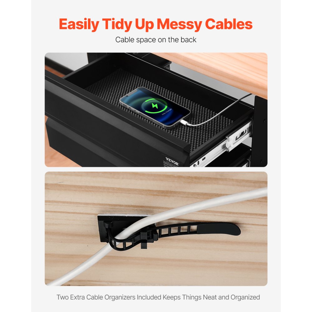 CT-5 - Under Desk Organizer with 2 Drawers, 11 lbs Capacity Each