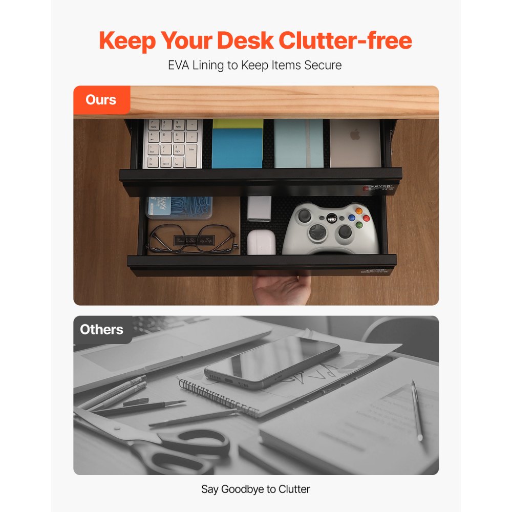 CT-5 - Under Desk Organizer with 2 Drawers, 11 lbs Capacity Each