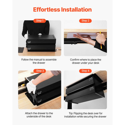 CT-5 - Under Desk Organizer with 2 Drawers, 11 lbs Capacity Each