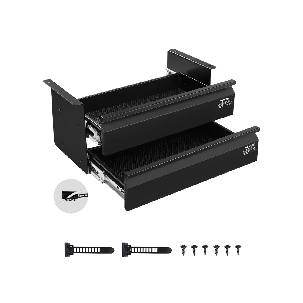 CT-5 - Under Desk Organizer with 2 Drawers, 11 lbs Capacity Each