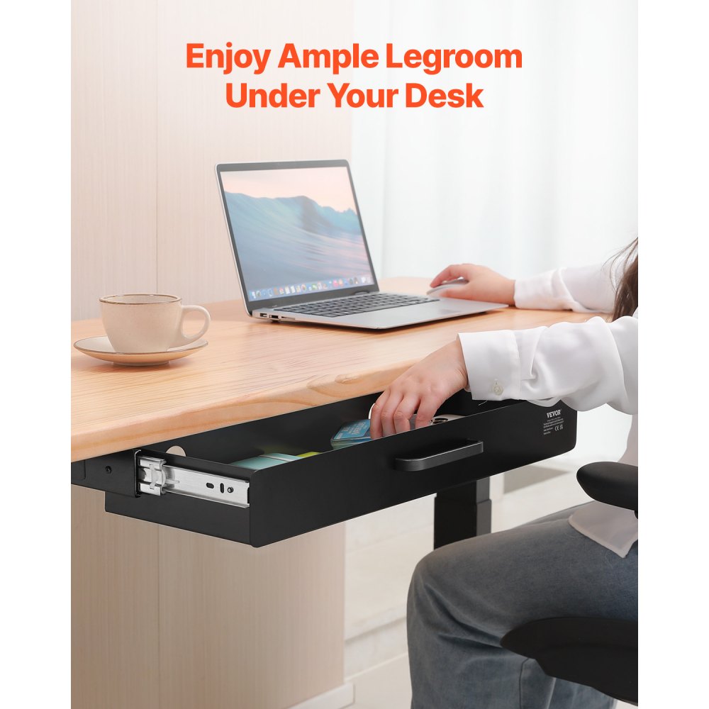 CT-6 - 22" Metal Under-Desk Drawer Organizer with Cable Management