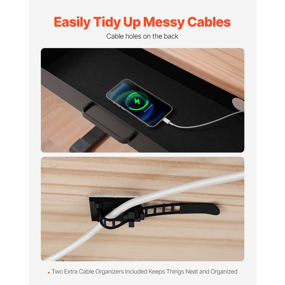 CT-6 - 22" Metal Under-Desk Drawer Organizer with Cable Management