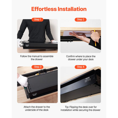 CT-8 - 30"x8.4" Steel Under Desk Organizer & Keyboard Tray