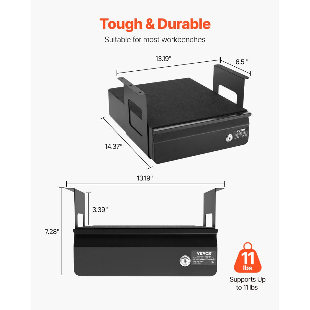 CT-2 - 13-Inch Lockable Steel Drawer Organizer for Home & Office