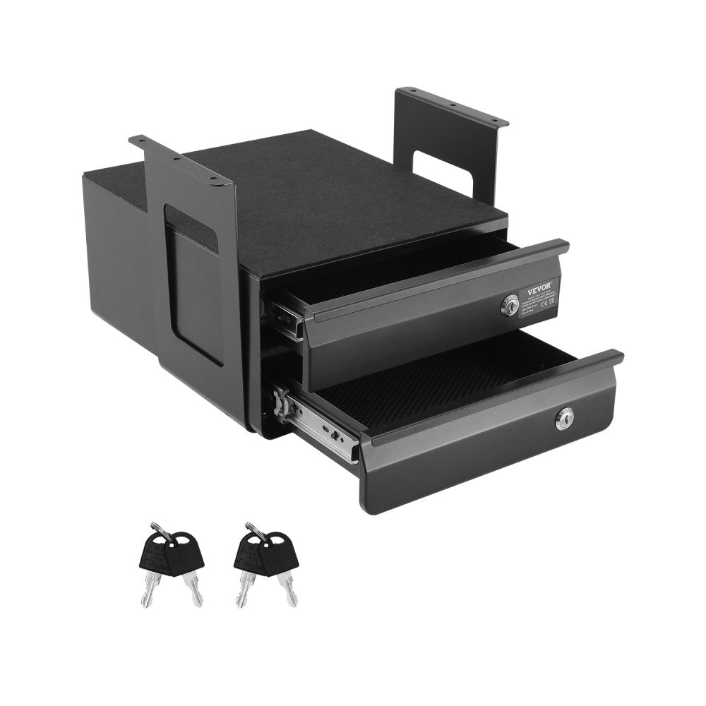 CT-3 - 2 Lockable Drawers Under-Desk Organizer with Steel Structure