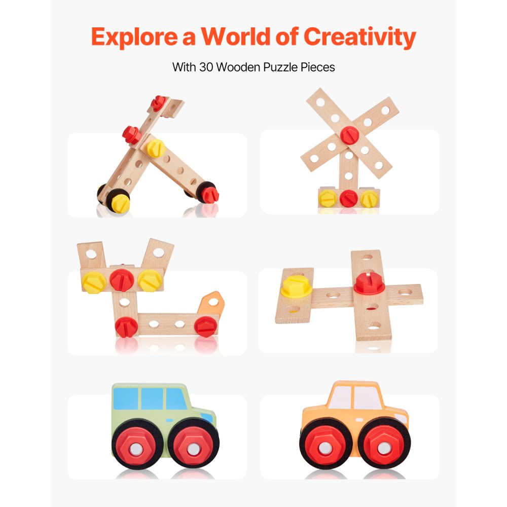 AC6637 - Durable Wooden Workbench Toy for Kids with Realistic Tools