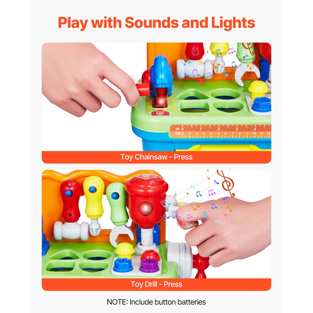 500-1 - Sturdy Toddler Workbench with Lights, Sounds & Tools