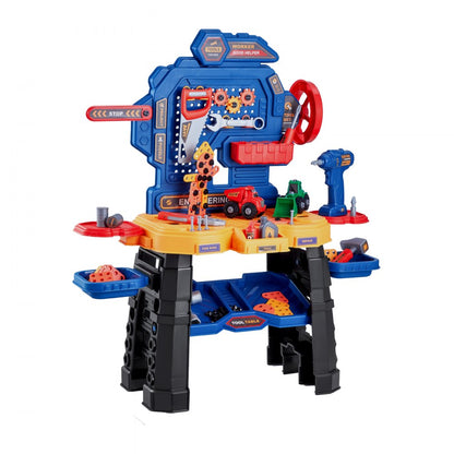 8031 - Kids 28" Creative Workbench with Tools and Colorful Blocks
