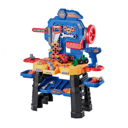 8031 - Kids 28" Creative Workbench with Tools and Colorful Blocks