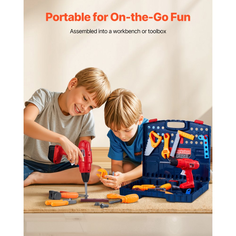661-74 - 28.4" Kids Workbench with Realistic Tools & 56 Accessories