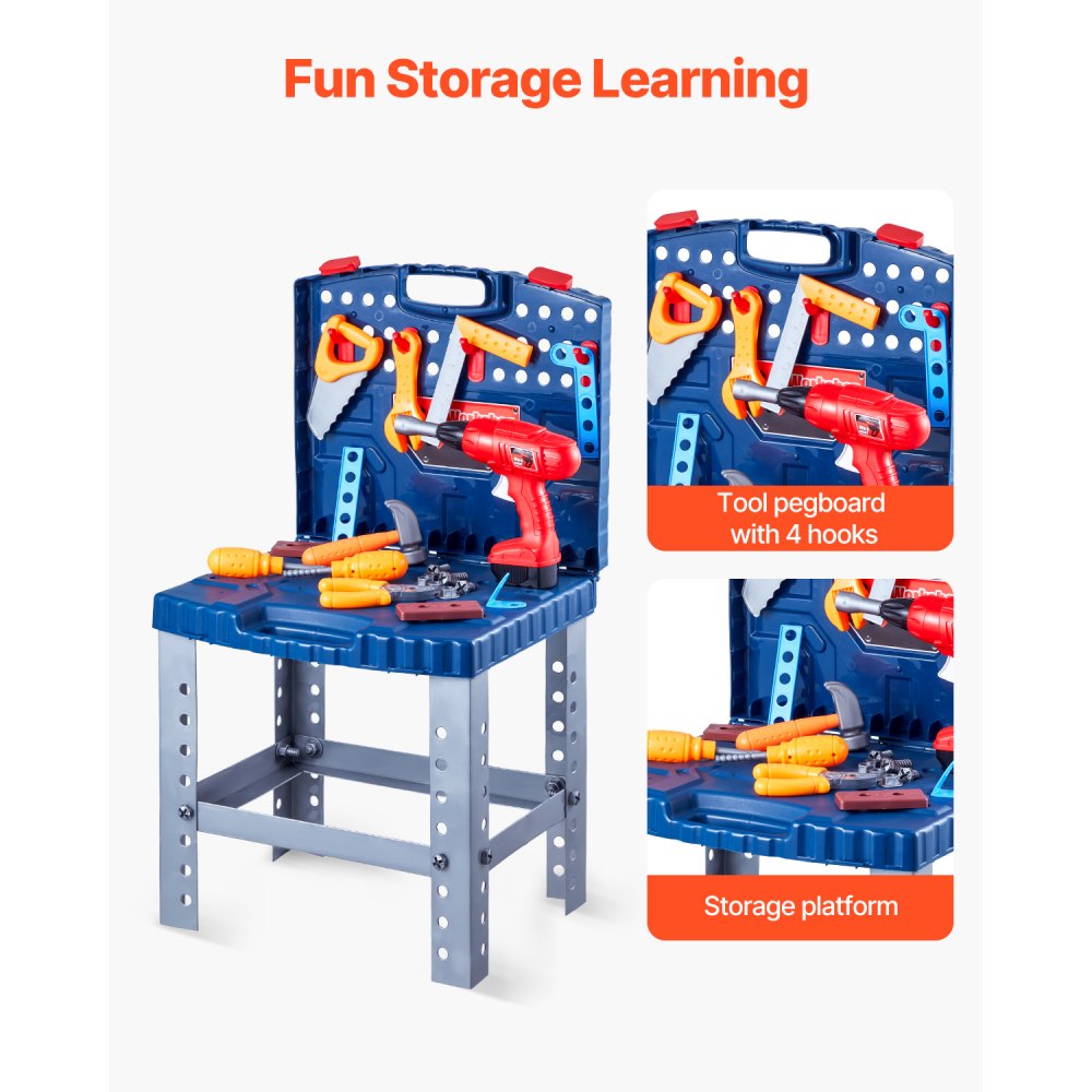 661-74 - 28.4" Kids Workbench with Realistic Tools & 56 Accessories