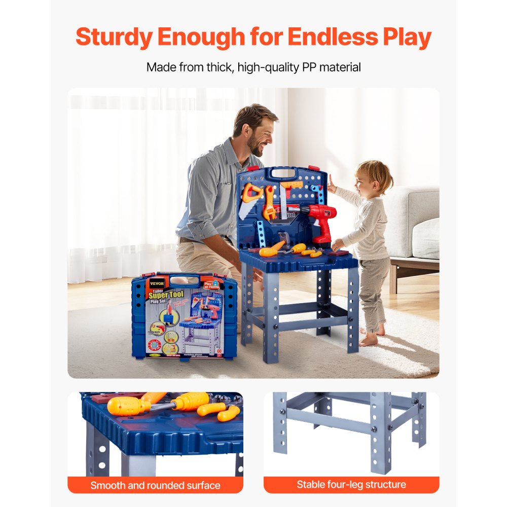 661-74 - 28.4" Kids Workbench with Realistic Tools & 56 Accessories