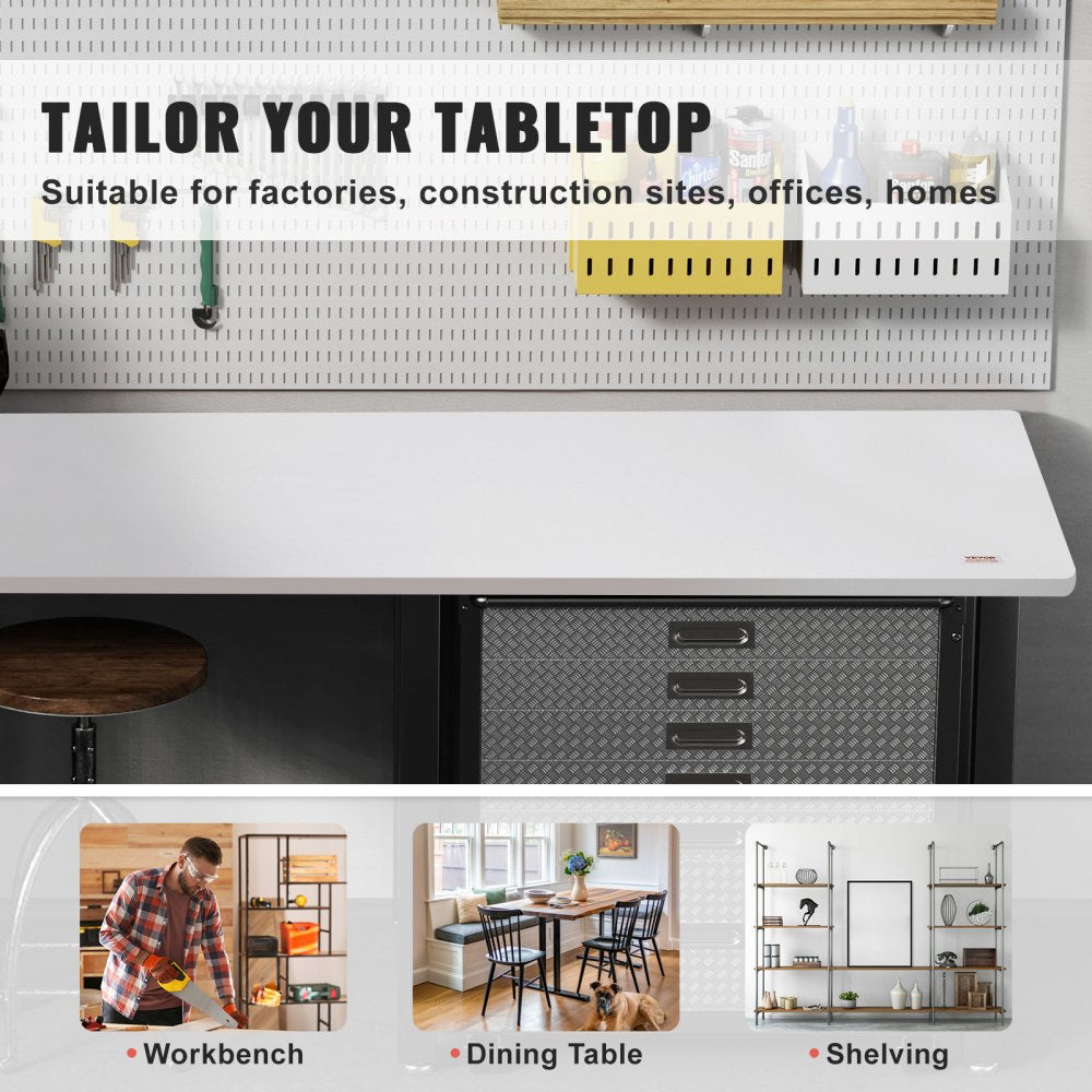 KLWT-02 - 60"x25" White Melamine Tabletop for Adjustable Standing Desks