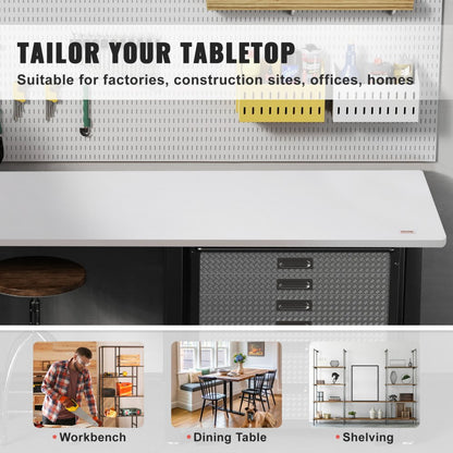 KLWT-02 - 60"x25" White Melamine Tabletop for Adjustable Standing Desks
