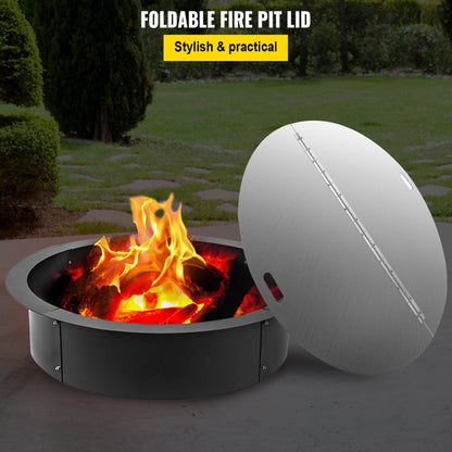 010690241516 - Durable 40" Stainless Steel Fire Pit Cover with Handle