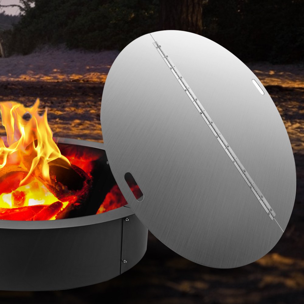 010690241516 - Durable 40" Stainless Steel Fire Pit Cover with Handle