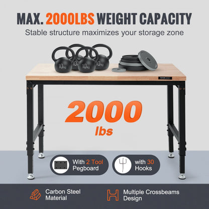SHFGM4824 - 48" Adjustable Workbench with Wheels & Power Outlets