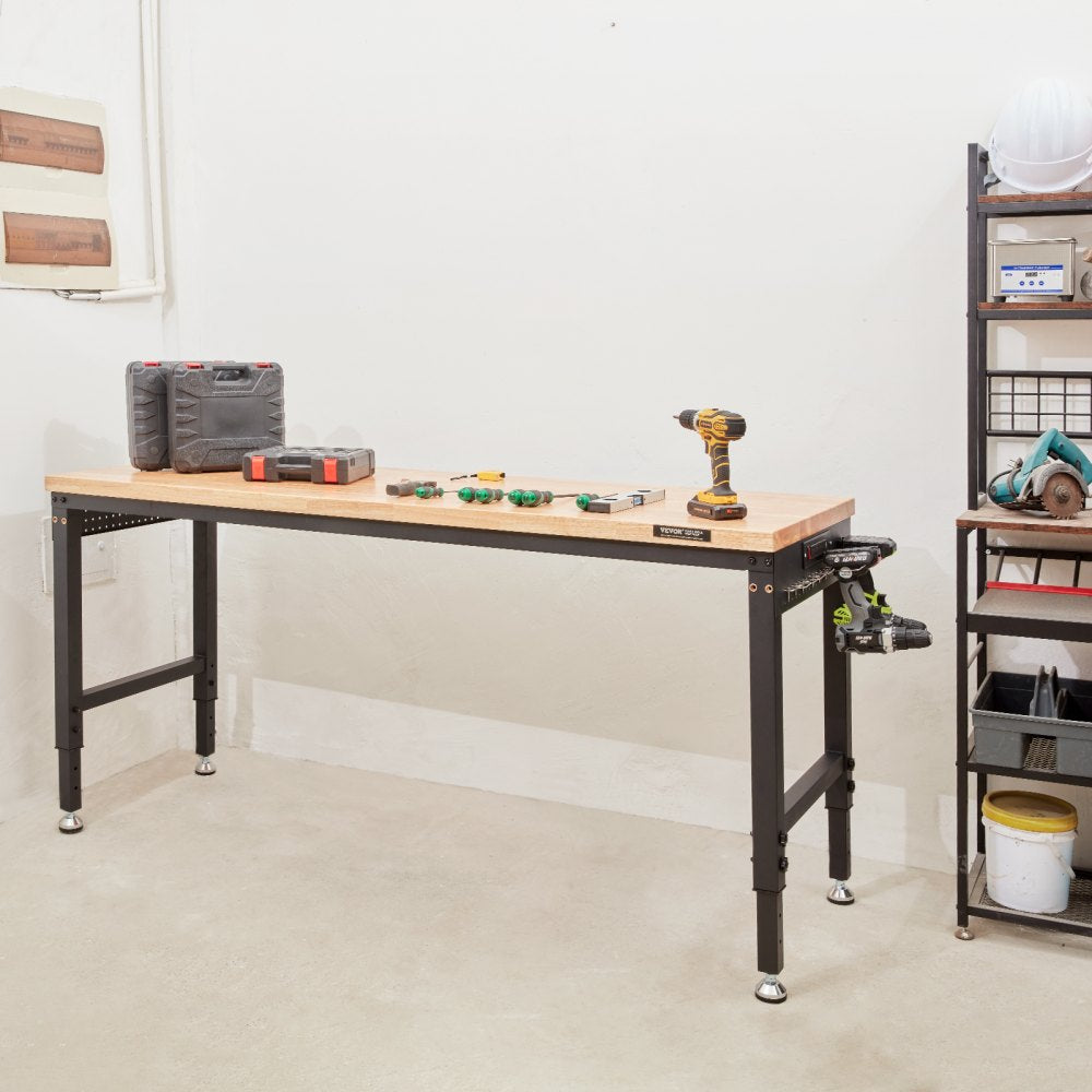 SHFGM7225 - 72" Adjustable Workbench with Hardwood Top & Universal Wheels
