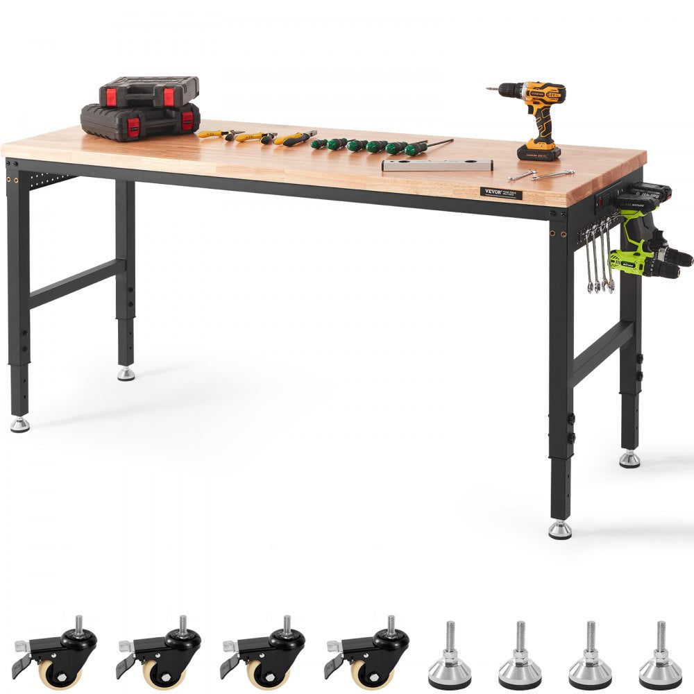 SHFGM7225 - 72" Adjustable Workbench with Hardwood Top & Universal Wheels