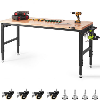 SHFGM7225 - 72" Adjustable Workbench with Hardwood Top & Universal Wheels