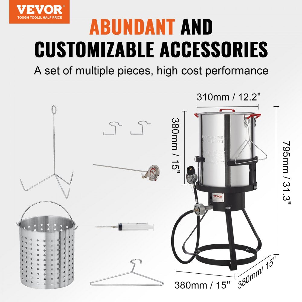 1630B - 30-Qt VEVOR Deep Fryer & Steamer with Accessories