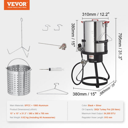 1630B - 30-Qt VEVOR Deep Fryer & Steamer with Accessories