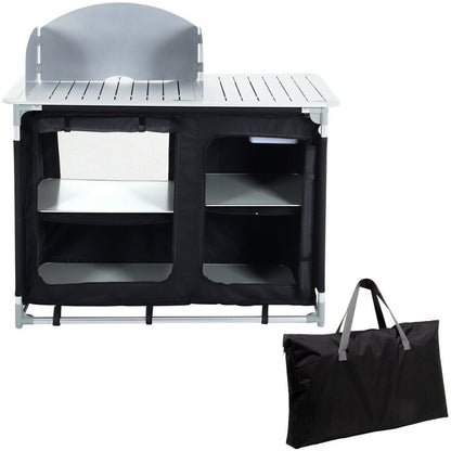 VV-HWTDCF48INB - Lightweight Aluminum Camping Kitchen Table with Windscreen