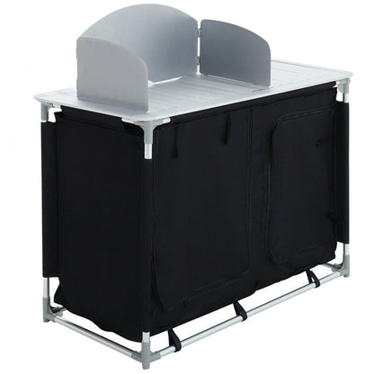 VV-HWTDCF48INB - Lightweight Aluminum Camping Kitchen Table with Windscreen