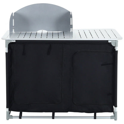 VV-HWTDCF48INB - Lightweight Aluminum Camping Kitchen Table with Windscreen