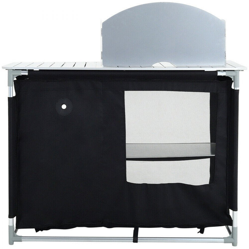 VV-HWTDCF48INB - Lightweight Aluminum Camping Kitchen Table with Windscreen